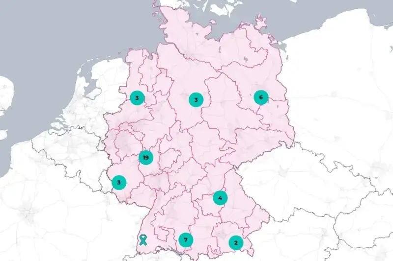 Karte ueber die Orte des Missbrauchs in Deutschland